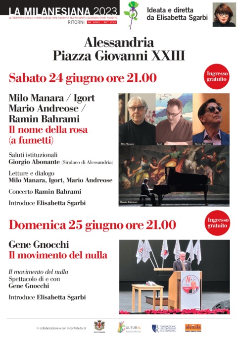 Ad Alessandria al via la 24esima edizione della “Milanesiana”, il tema sarà “Ritorni”
