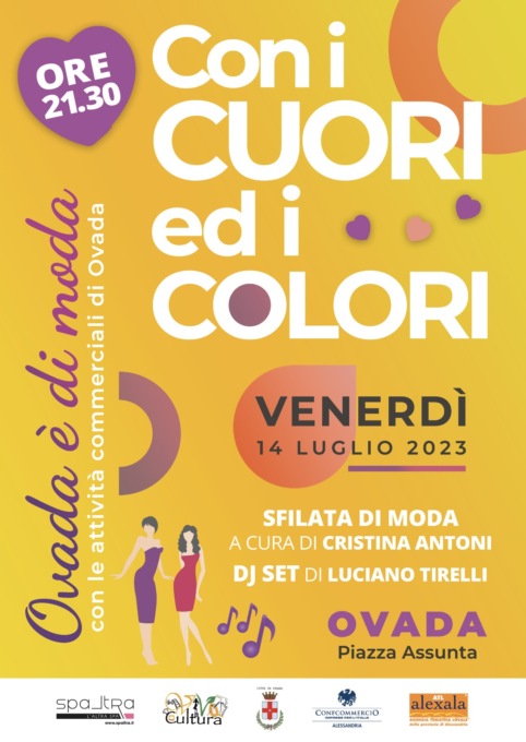 “Cento Cuori ed i Colori” arriva ad Ovada venerdì 14 luglio con una sfilata di moda