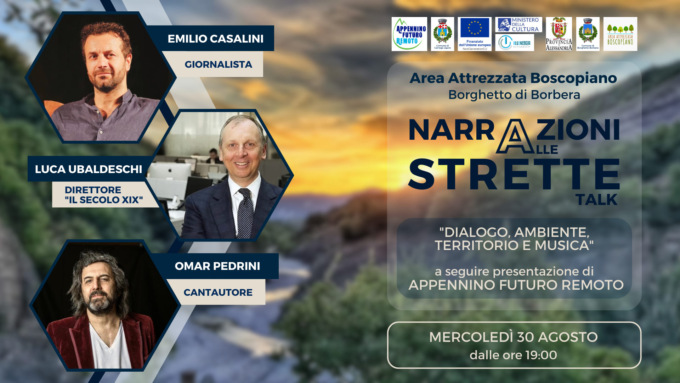 A Borghetto di Borbera un dialogo sul territorio con Omar Pedrini, Emilio Casalini e Luca Ubaldeschi
