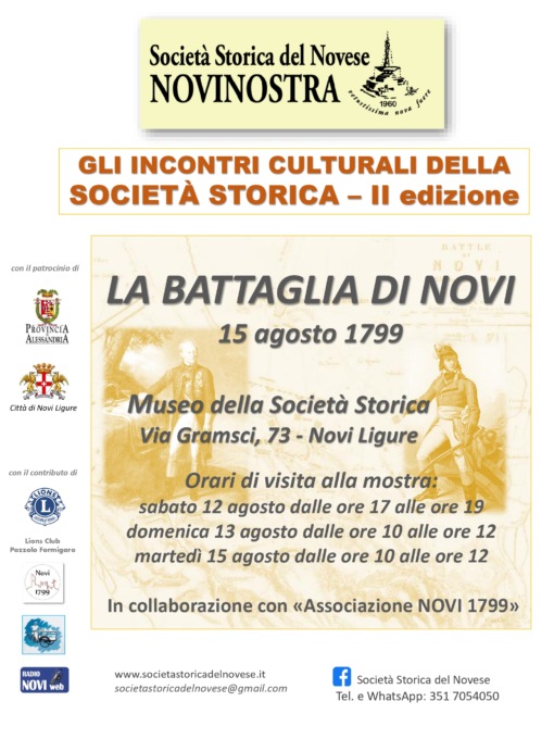 La Società Storica del Novese ricorda l’anniversario della Battaglia di Novi del 1799
