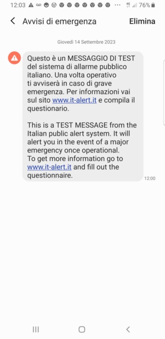 IT Alert in Liguria, alle ore 12 squilleranno i cellulari