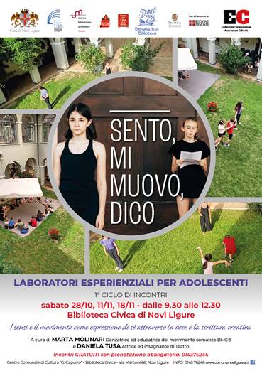 Novi Ligure, da sabato 28 “Sento, mi muovo, dico” alla Biblioteca Civica
