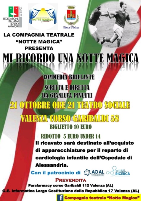 Valenza, sabato 21 lo spettacolo benefico “Mi ricordo una notte magica”
