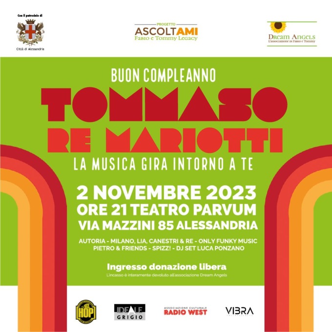“La musica gira intorno a te”, ad Alessandria un evento per ricordare Tommy Mariotti