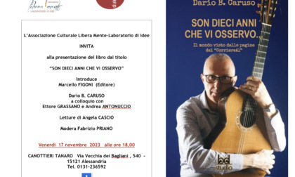 Alessandria: alla Canottieri Tanaro la presentazione del libro di Dario B. Caruso