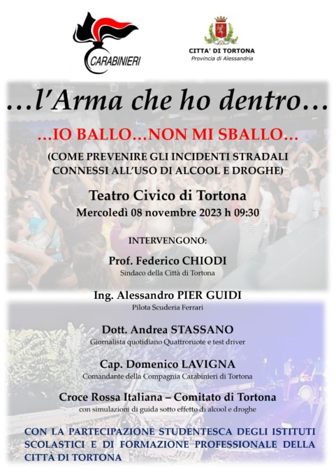 “L’Arma che ho dentro”, il nuovo progetto dei Carabinieri sulla prevenzione degli incidenti stradali