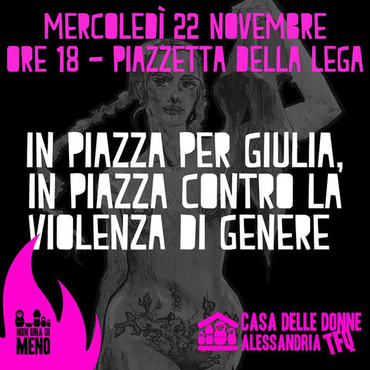 Manifestazione “Non Una di Meno” per ricordare Giulia e tutte le donne vittime di violenza