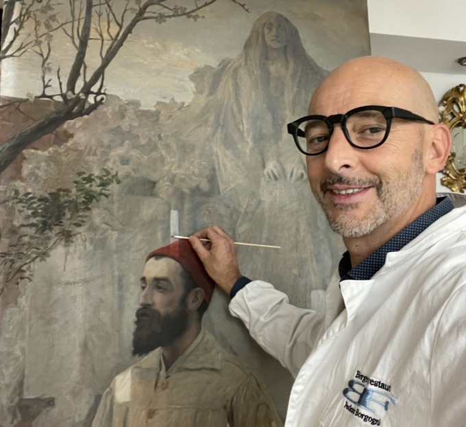 Casale Monferrato: il restauro del dipinto di Giani che ritrae Bistolfi