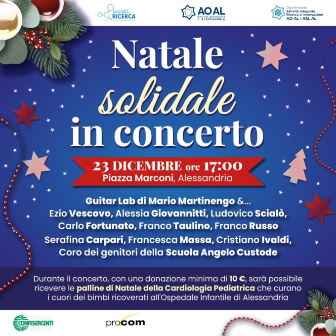 Ad Alessandria concerto e vendita delle palline di Natale per la Cardiologia Pediatrica