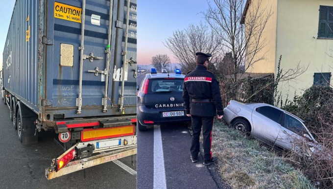 Castellar Ponzano, incidente stradale tra un autotreno e un’autovettura