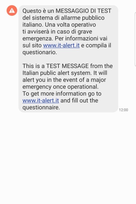 It-Alert, lunedì 22 gennaio secondo test in provincia di Torino