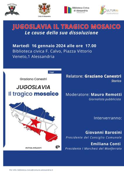 Alessandria, martedì la presentazione di “Jugoslavia. Il tragico mosaico”