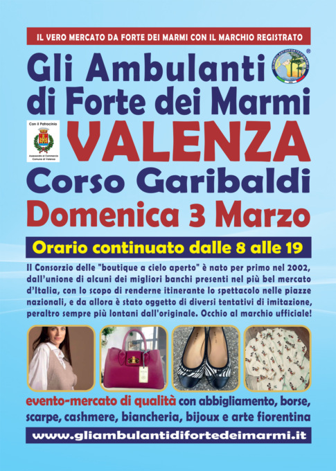 Domenica 3 marzo appuntamento con “Gli Ambulanti di Forte dei Marmi” a Valenza