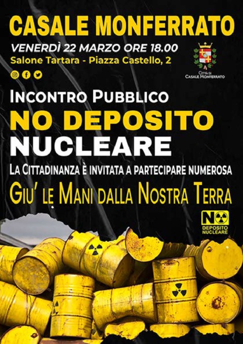 A Casale Monferrato, un incontro pubblico dal titolo: “No al Deposito Nucleare” 