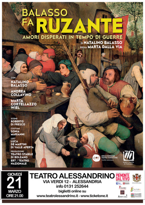 In scena giovedì, ad Alessandria, un’esilarante “Balasso fa Ruzante”