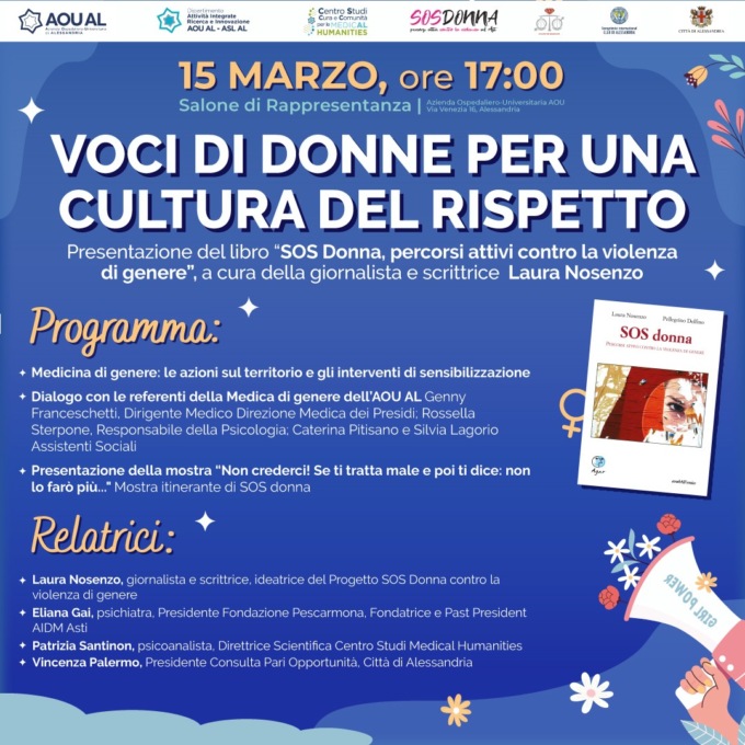 Marzo Donna: all’ospedale di Alessandria l’incontro “Voci di donne per una cultura del rispetto”