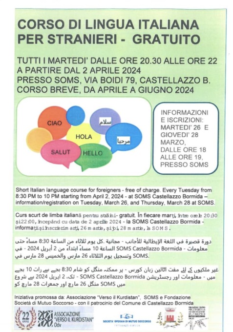 A Castellazzo Bormida arriva un corso di lingua italiana gratuito per gli stranieri
