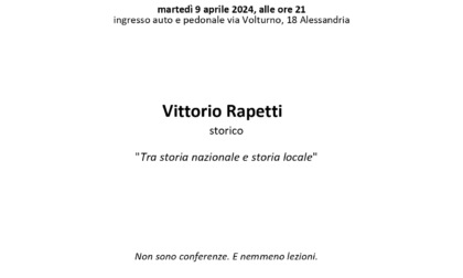 Questa sera alle ore 21 l'incontro "Tra storia nazionale e storia locale" con Vittorio Rapetti