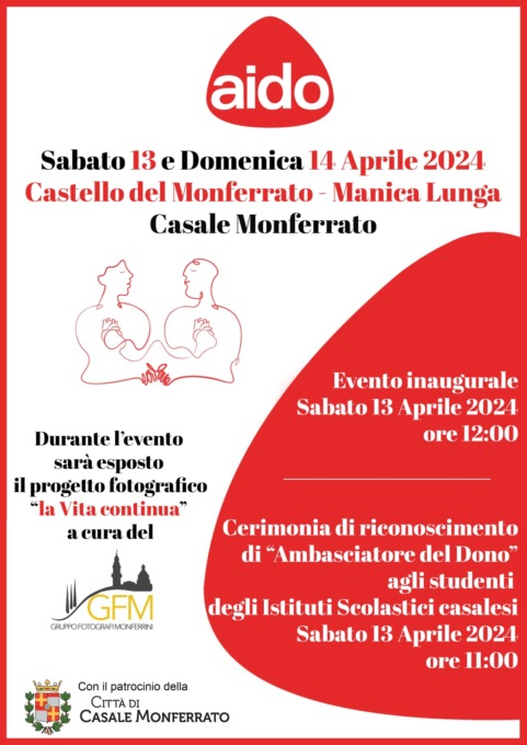 Giornata Nazionale Donazione Organi, tante le iniziative dal 12 al 23 aprile anche ad Alessandria
