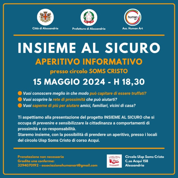 Alessandria: un nuovo appuntamento formativo con “Insieme al sicuro”