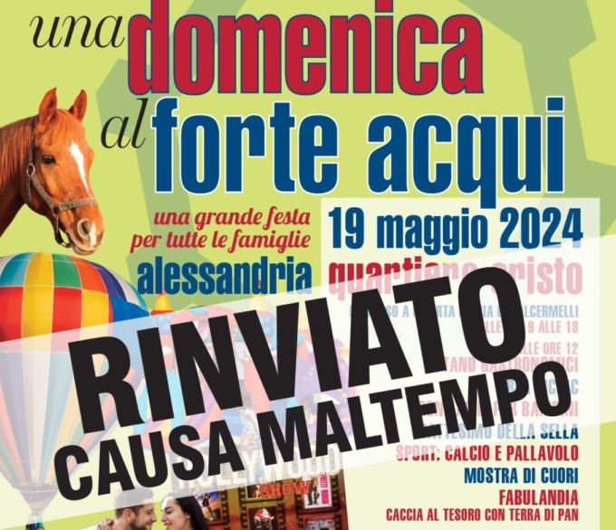 Rinviato l’evento “Una domenica al Forte Acqui” a causa del maltempo