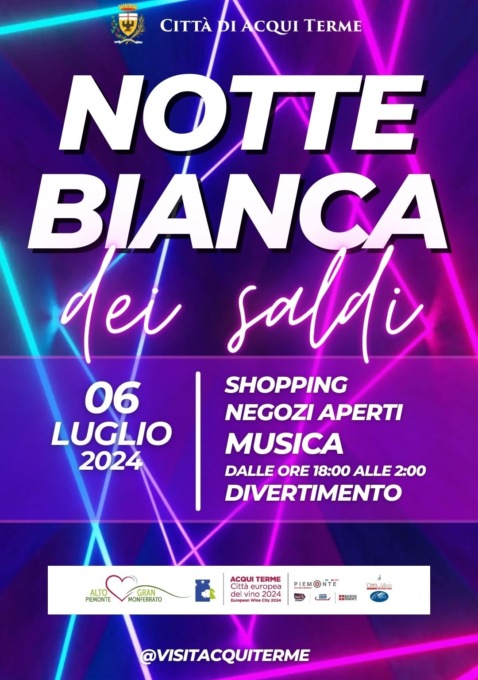 Acqui Terme, il 6 luglio la Notte Bianca dei Saldi