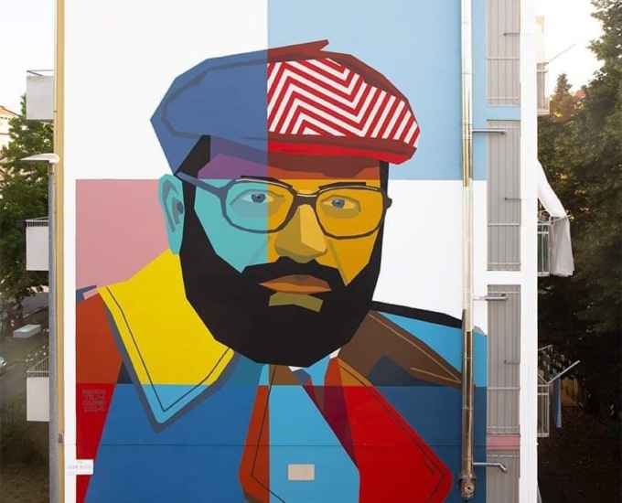 Alessandria: finito il murale di Ten dedicato ad Umberto Eco