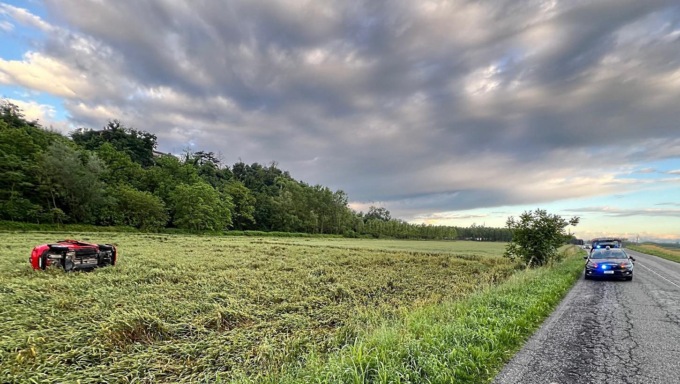 Pomaro, esce di strada per evitare cinghiale sulla SP 55