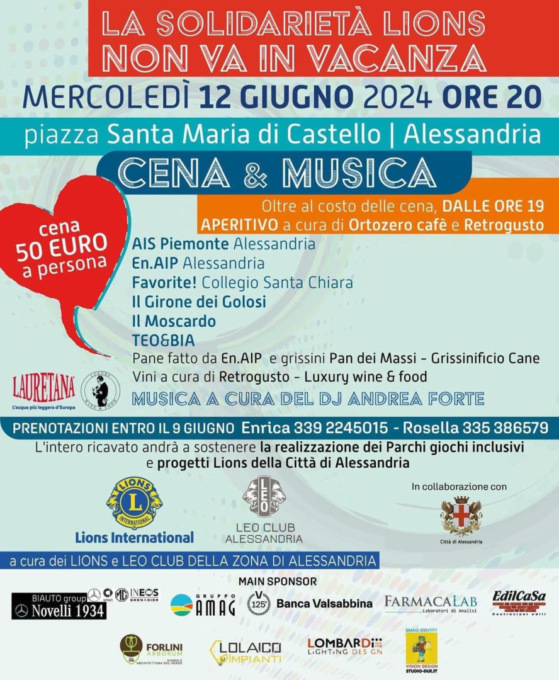 Alessandria, mercoledì alla Chiesa Santa Maria di Castello “Cena&Musica”
