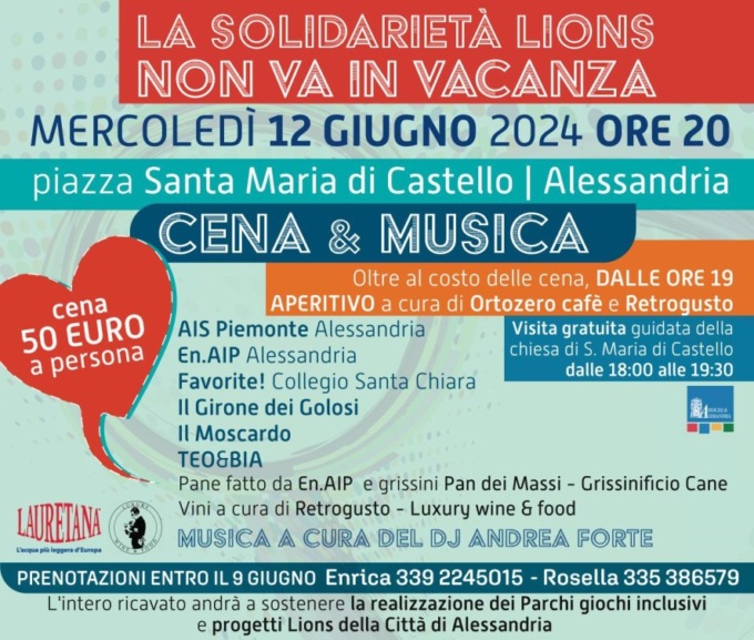 Lions Club: una cena benefica per realizzare giardini inclusivi per bambini