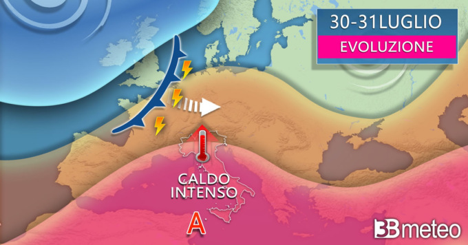 Verso l’apice del caldo africano, ma è in arrivo anche qualche forte temporale