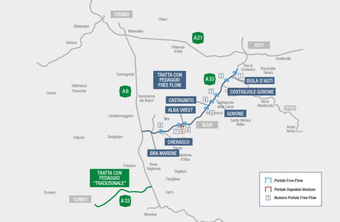 Asti-Cuneo, dal 1 settembre entra in funzione il sistema Free Flow