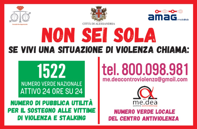 “Non sei sola”: sui biglietti degli autobus ad Alessandria un aiuto per le vittime di violenza