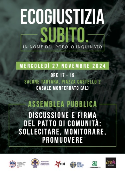 Casale, mercoledì al via la campagna nazionale “Ecogiustizia subito – In nome del popolo inquinato”