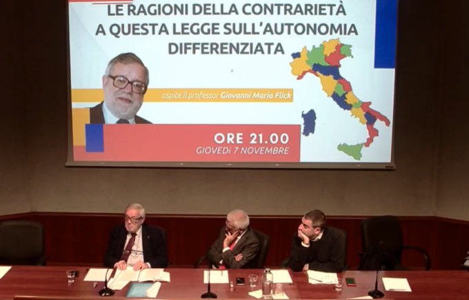 Legge sul regionalismo differenziato: il professor Flick spiega le ragioni del no