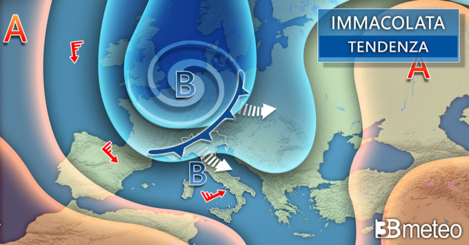 In arrivo la burrasca dell’Immacolata con freddo e neve anche a bassa quota