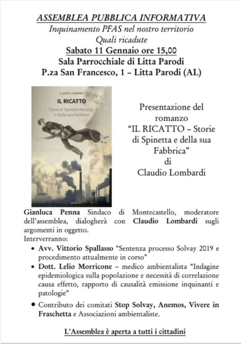 Litta Parodi, sabato 11 assemblea pubblica sull’inquinamento PFAS