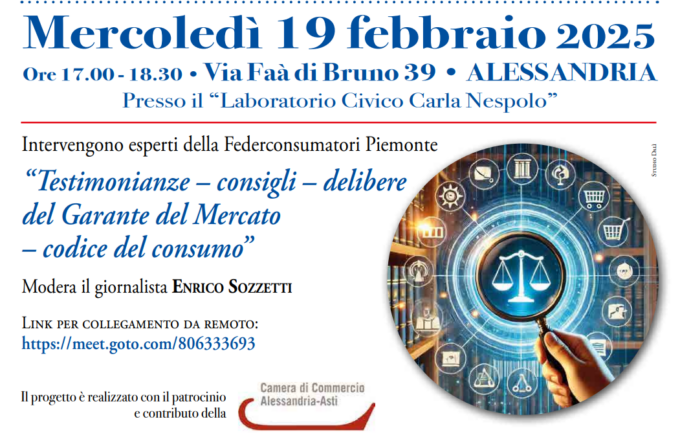 Al via “Il mercoledì del Consumatore” ad Alessandria: si parte col teleselling