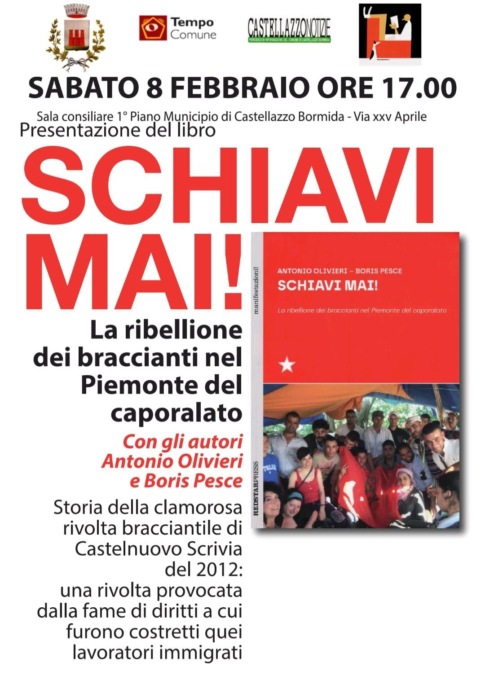 A Castellazzo Bormida la presentazione del libro “Schiavi mai!”