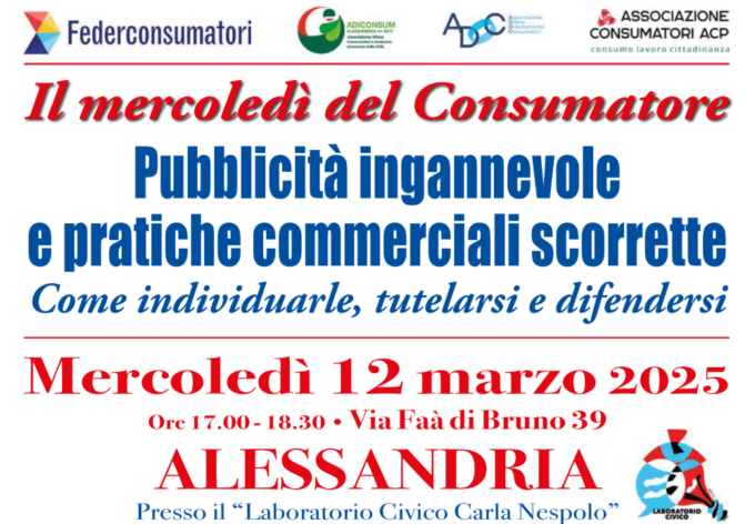 Domani secondo appuntamento con “Il mercoledì del Consumatore”