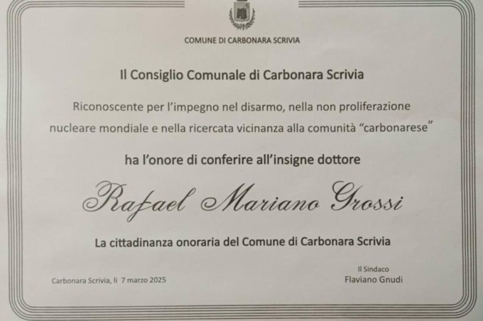 Carbonara Scrivia: cittadinanza onoraria al medico Massolo e al diplomatico argentino Grossi