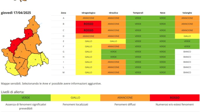 Aperta la sala operativa della Protezione Civile: allerta rossa e arancione in Piemonte