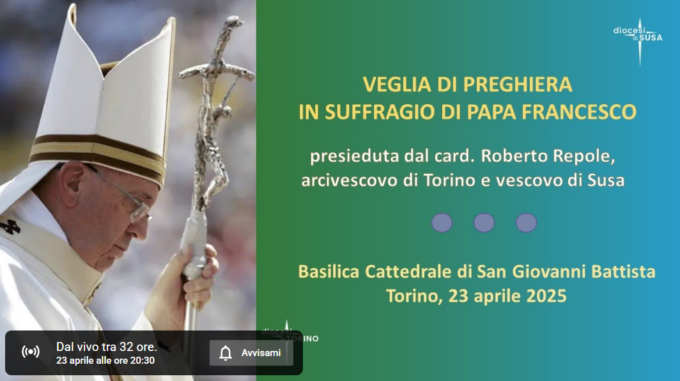Morte Papa Francesco: la veglia di preghiera in Cattedrale a Torino e in streaming