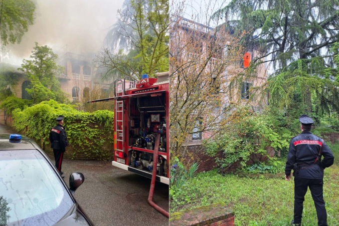 Ottiglio, incendio in una villa, intervento di Vigili del Fuoco e Carabinieri
