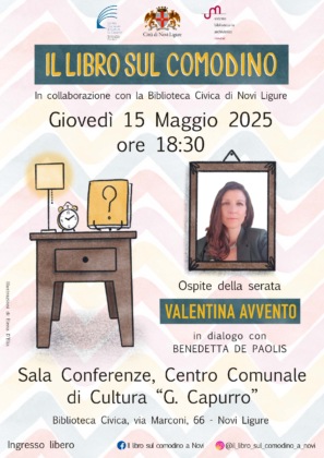 Novi Ligure, giovedì incontro con Valentina Avvento per “Il libro sul comodino”