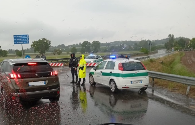 Pioggia e grandine nell’Alessandrino: riaperta la SS494 tra Alessandria e Valenza