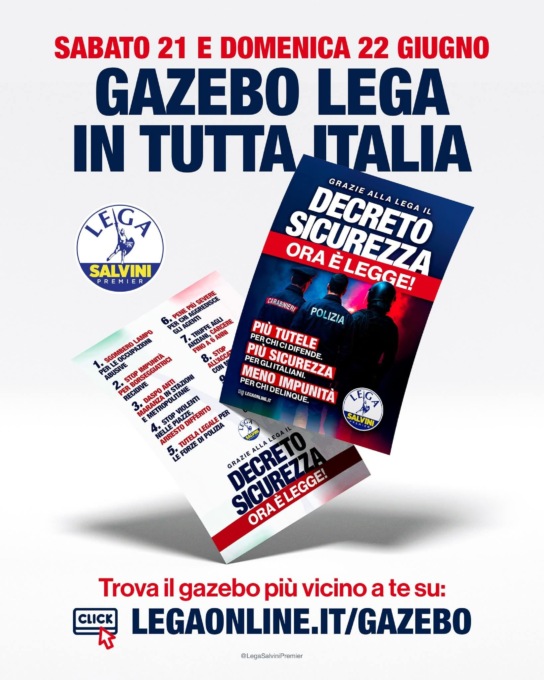 Alessandria, gazebo della Lega sul ddl Sicurezza in tutta la provincia