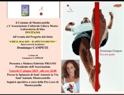 A Montecastello la presentazione del romanzo di Dominique Campete “Ero mio padre”
