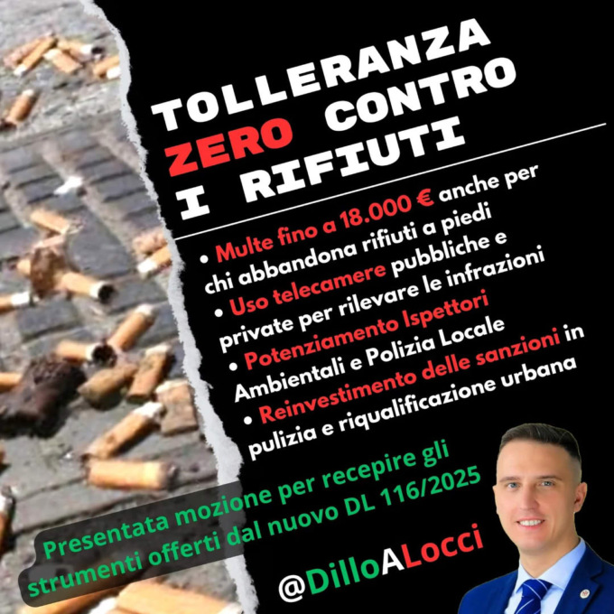 Alessandria, Locci: “Il Comune applichi subito gli strumenti contro l’abbandono rifiuti forniti dal D.L. 116/2025”