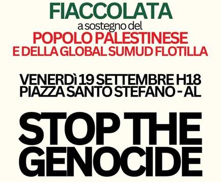 Il M5S aderisce alla fiaccolata per la Palestina che si terrà il 19 settembre ad Alessandria